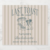 海岸の独身最後の夜のカジュアルパーティー ネイビー スパークリングワインラベル (シングルラベル)