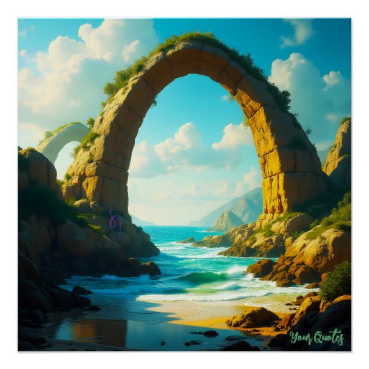 海岸の石のアーチ 海の風景 ポスター (正面)