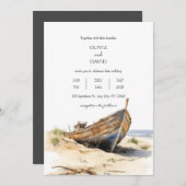 海岸の素朴な難破船の海岸線のビーチウェディング 招待状 (正面/裏面)