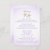 海岸の紫のハイドランジアの結婚式の行程 招待状 (正面/裏面)