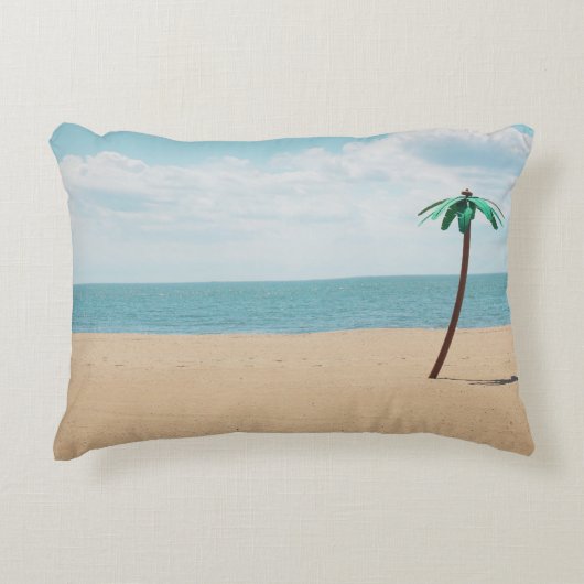 海岸の緑の人工ヤシの木 アクセントクッション (正面)