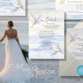 海岸の美しい鳥 青と白のディテール エンクロージャーカード