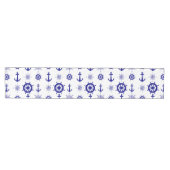 海岸の航海の白い青い帆走模様 ミディアムテーブルランナー (横)