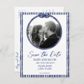 海岸の航海のSave the Dateカード 案内ポストカード (正面/裏面)