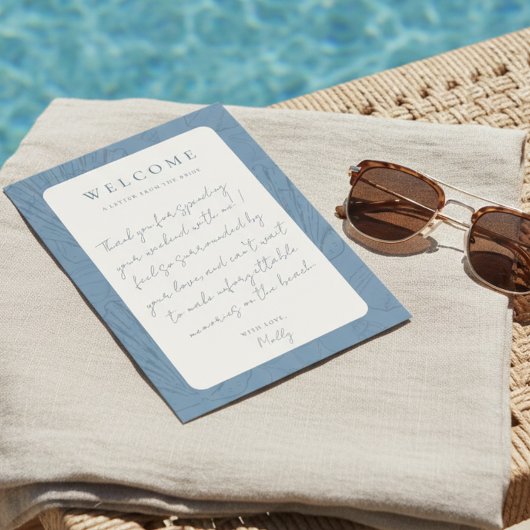 海岸の花嫁から届くウェルカムレター ビーチでのラストバチェロレッテパーティー 招待状