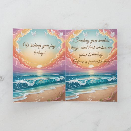 海岸の誕生日祝福 カード (内部)