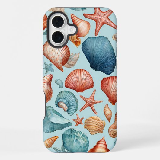 海岸の貝殻とヒトデ模様 iPhoneケース (裏面)