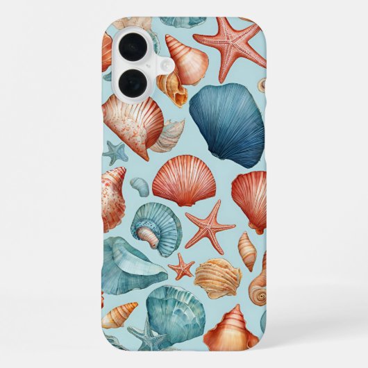 海岸の貝殻とヒトデ模様 iPhoneケース (裏面)