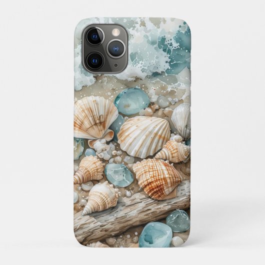 海岸の貝殻の水彩漂流木の情景 Case-Mate iPhoneケース (裏)