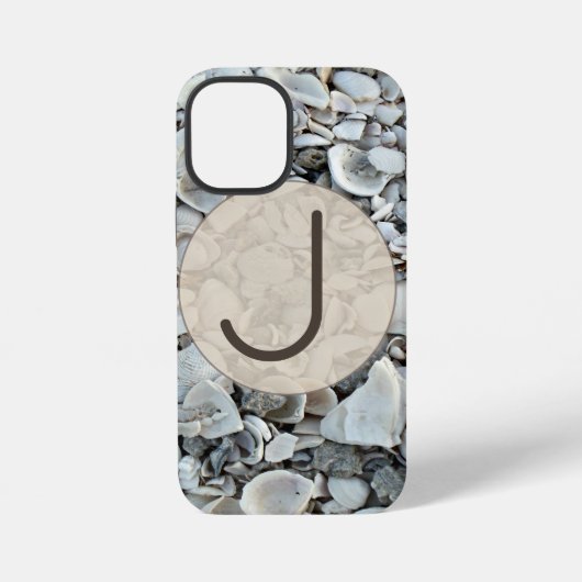 海岸の貝殻イニシャルケースアート iPhoneケース (裏面)