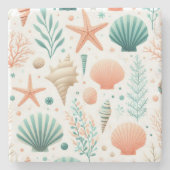海岸の貝殻 アート ストーンコースター (正面)