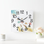 海岸の貝殻 スクエア壁時計 (ホーム)