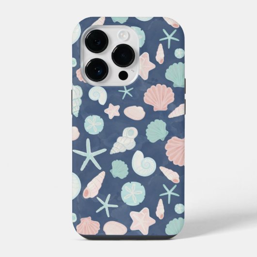 海岸の貝殻 ビーチとオーシャンデザイン iPhoneケース (裏面)