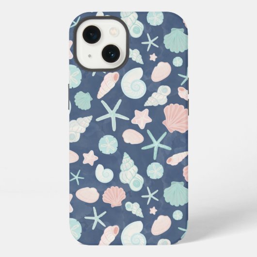 海岸の貝殻 ビーチとオーシャンデザイン iPhoneケース (裏面)