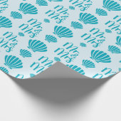 海岸の貝殻 夏の結婚式 パステルブルー シームレス ラッピングペーパー (角)