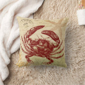 海岸の赤いカニのコラージュ クッション (ブランケット)