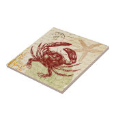 海岸の赤いカニのコラージュ タイル (側面)