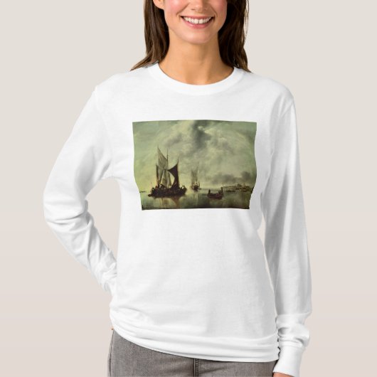 海岸の近くで穏やかまたは、ボート、1651年後に Tシャツ (正面)