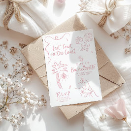 海岸の遊び心のある手描きのトースト招待状 招待状