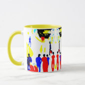 海岸の遊歩道の通り場面マグ マグカップ (左)