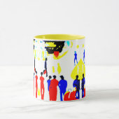 海岸の遊歩道の通り場面マグ マグカップ (中央)