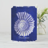 海岸の青いコンキ貝殻のウェディング 招待状 (スタンド正面)