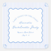 海岸の青い最後の乾杯 ブルー独身最後の女の子パーティー スクエアシール (正面)