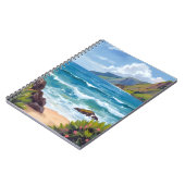 海岸の青い波の水彩画 ノートブック (左側)