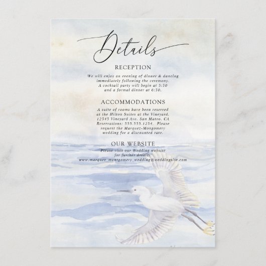 海岸の青い海と白い鳥　詳細 エンクロージャーカード (正面)