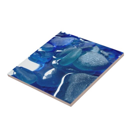 海岸の青い海ガラス タイル (側面)