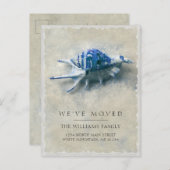 海岸の青い白い貝殻の砂が動く 案内ポストカード (正面/裏面)