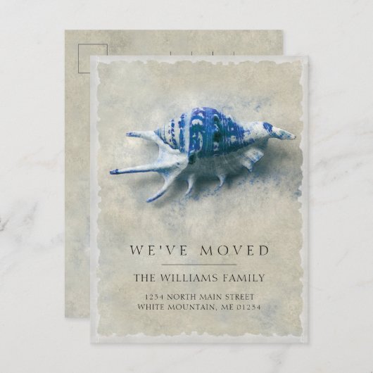 海岸の青い白い貝殻の砂が動く 案内ポストカード (正面/裏面)