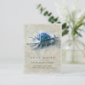 海岸の青い白い貝殻の砂が動く 案内ポストカード (スタンド正面)