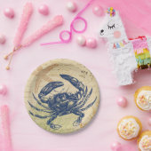 海岸の青カニのコラージュ ペーパープレート (パーティー)