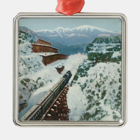 海岸の頂上の列車の眺め メタルオーナメント (正面)