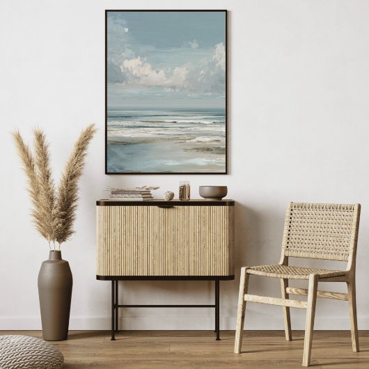 海岸の風景画　柔らかな海の地平線 キャンバスプリント