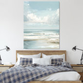 海岸の風景画　柔らかな海の地平線 キャンバスプリント (インサイチュ (寝室))