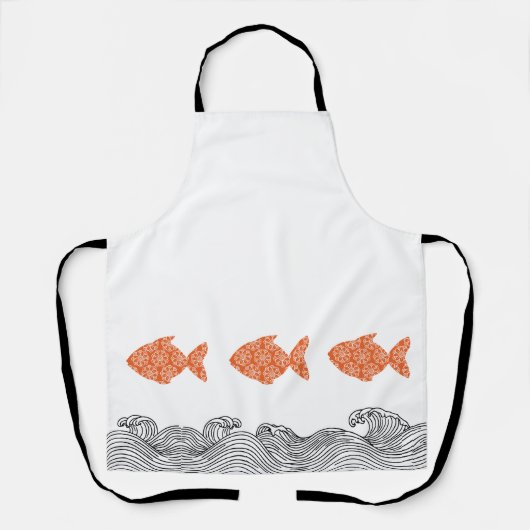 海岸の魚と波 エプロン (正面)