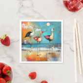 海岸の鳥、お洒落イラストレーション、 スタンダードカクテルナプキン (インサイチュ)