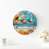 海岸の鳥、お洒落イラストレーション、 ラージ壁時計 (ホーム)
