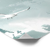 海岸の鳥 オーシャン シー スカイ コラージュ背景 ポスター (角)