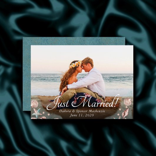 海岸の chic | ティールとサンゴ礁の写真 ウェディング 案内状