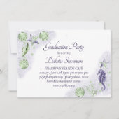 海岸の chic | 紫とライムグリーンの卒業 招待状 (正面)