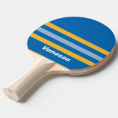 海岸をイメージしたストライプ柄のネーム入り 卓球ラケット (正面アングル)