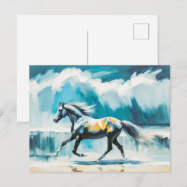 海岸を駆ける野生の馬 ポストカード