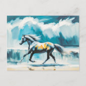 海岸を駆ける野生の馬 ポストカード (正面)