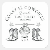 海岸カウガールブーツ ウェスタン独身最後のパーティー スクエアシール (正面)