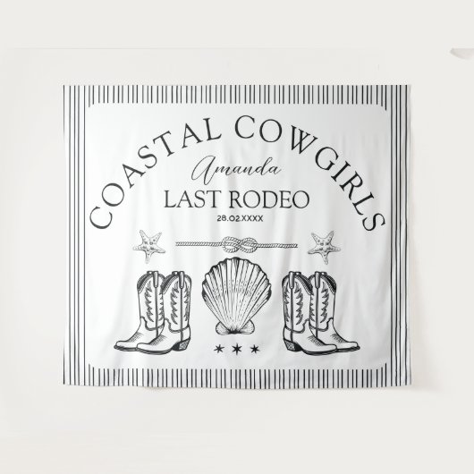 海岸カウガールブーツ ウェスタン バチェロレッテパーティー タペストリー (正面(横))