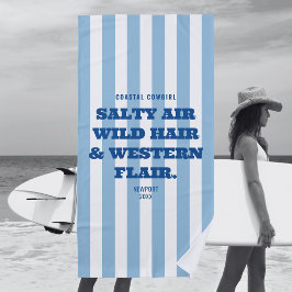 海岸カウガール ウエスタンな雰囲気のブルー カバナ ストライプ ビーチタオル