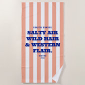 海岸カウガール ウエスタン フレア ピンク カバナ ストライプ ビーチタオル (正面)